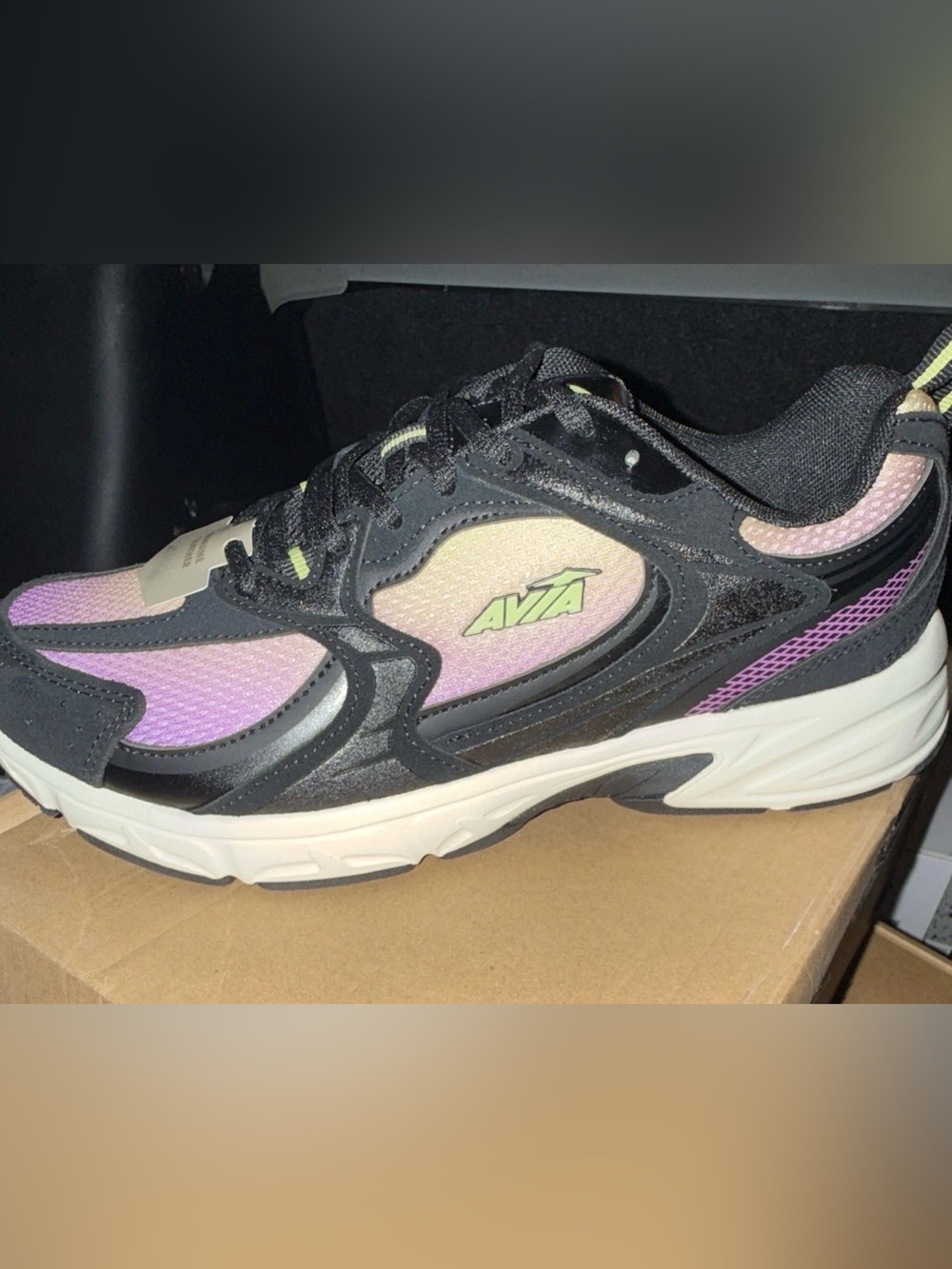 Avia Men’s Black Sneakers with Purple-Pink Gradient Panels